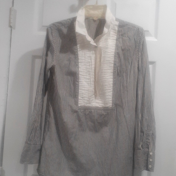 J. Crew Tuxedo Style Striped Shirt size S White Pleats Tuxedo Look - Picture 3 of 3